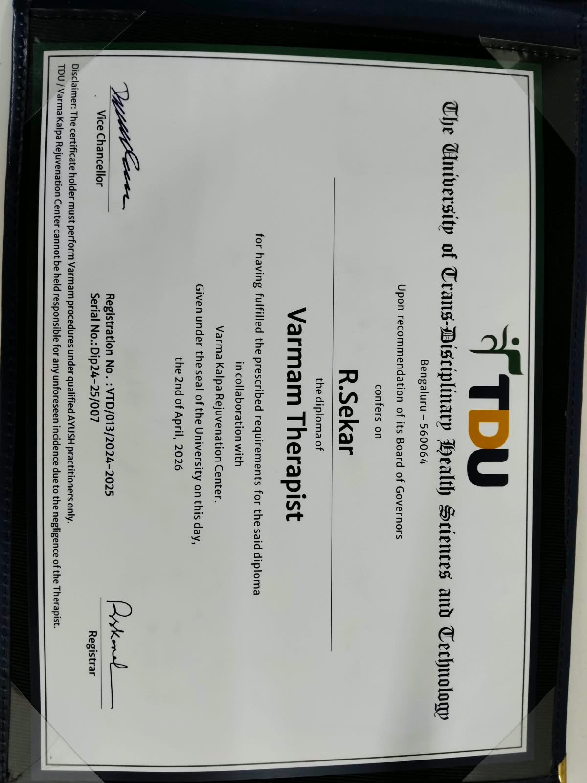 Varma Therapy Certification